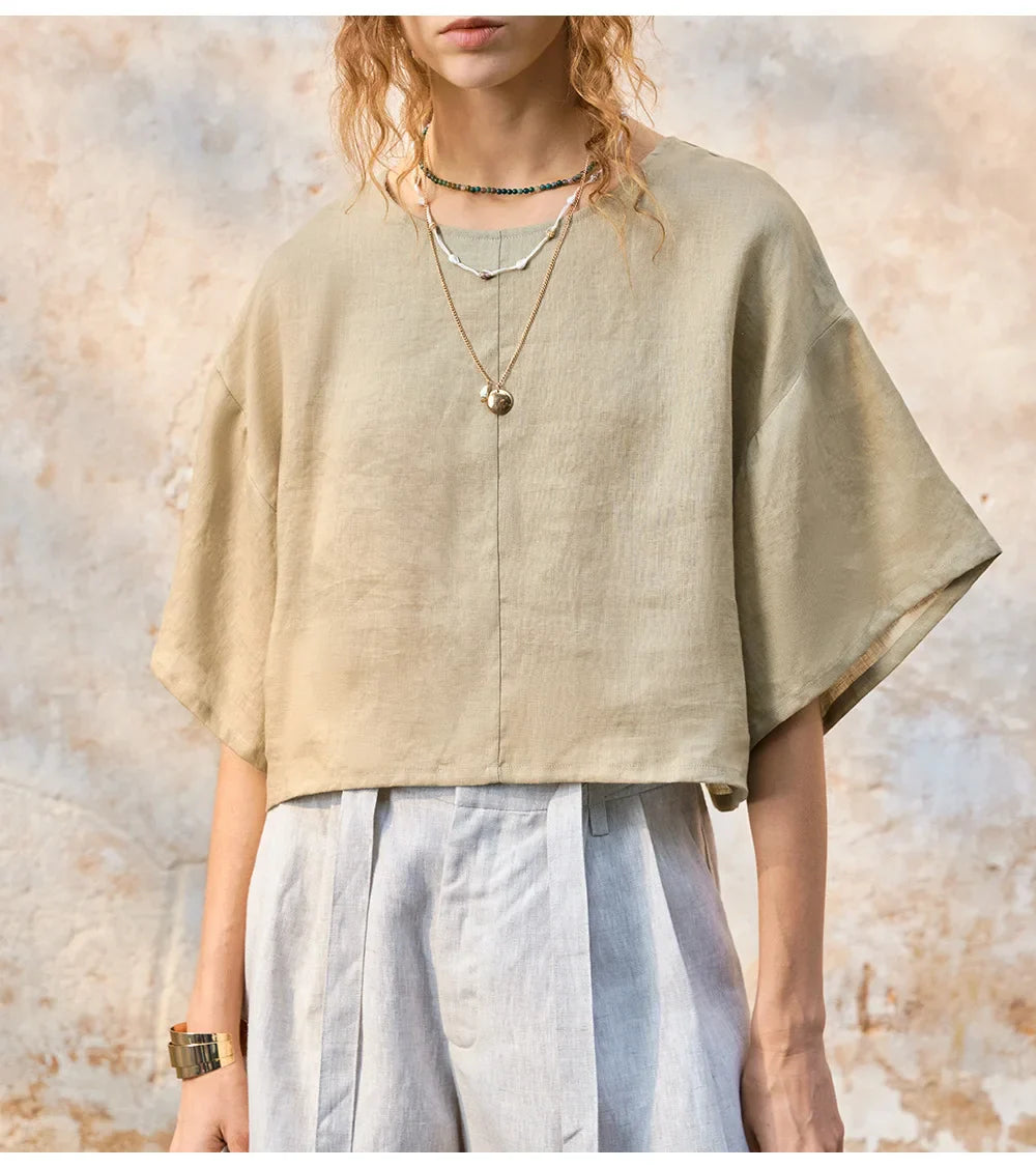 Morgan & Brooke | Flared Sleeve Linen Pullover