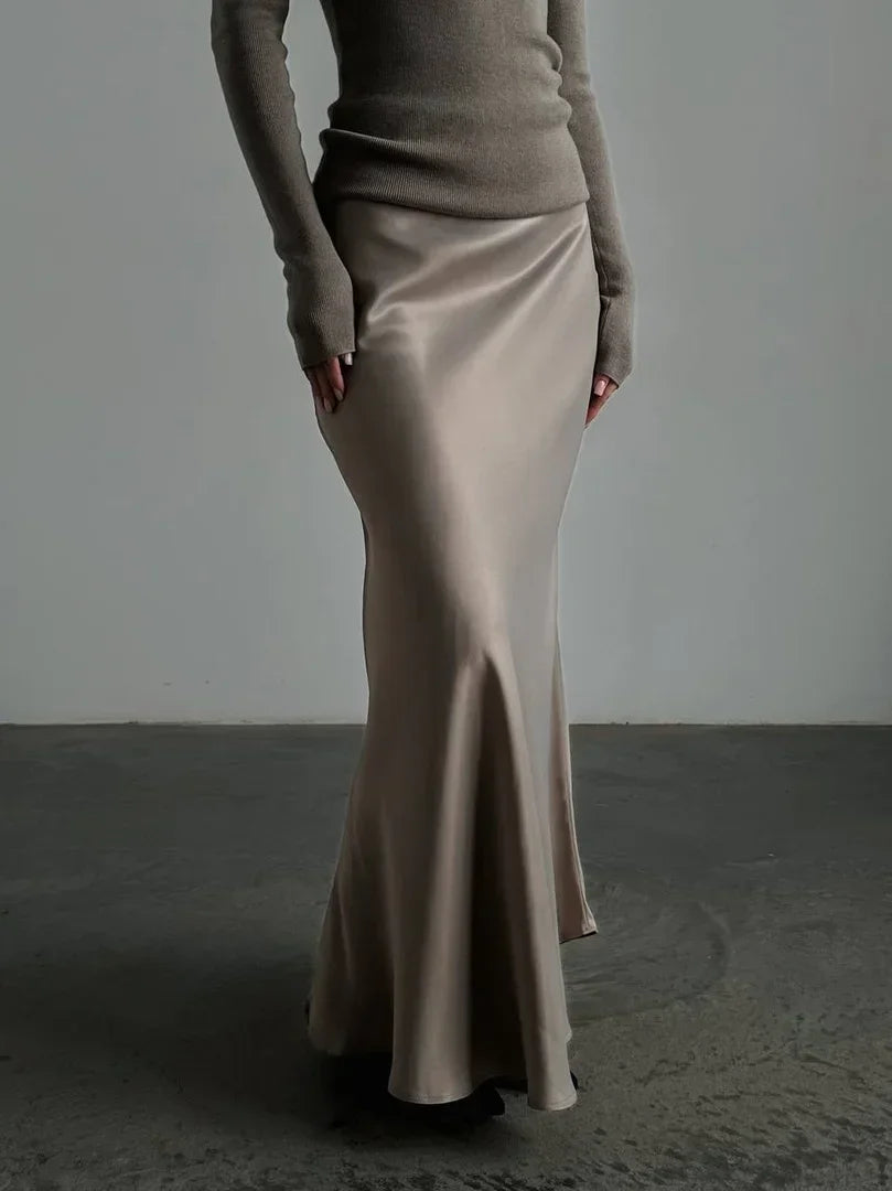 Morgan & Brooke | Fishtail Satin Maxi Skirt