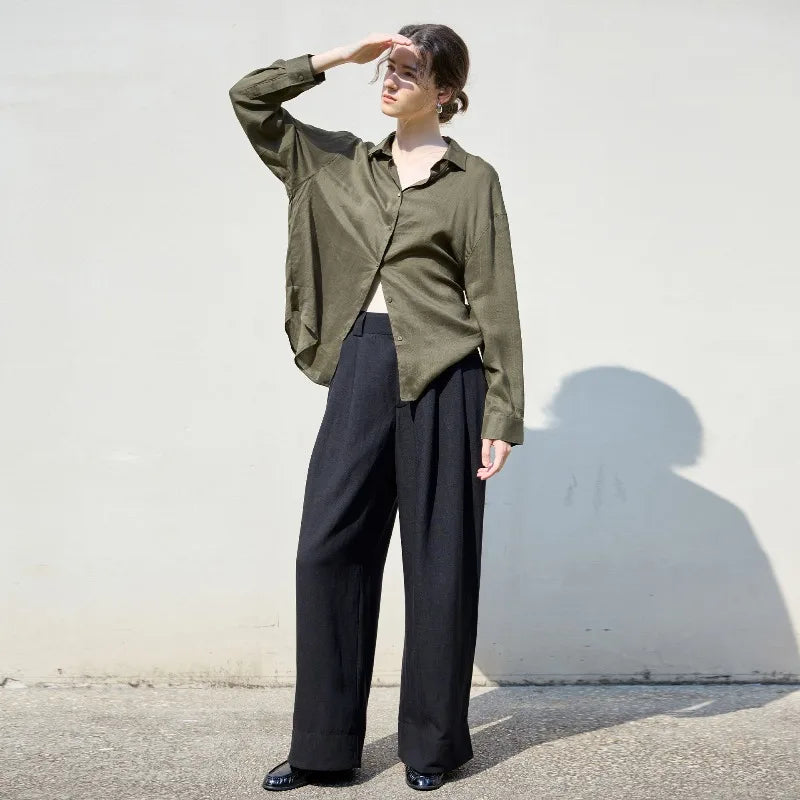 Morgan & Brooke | Natural Relaxed-Fit Button-Up Ramie Shirt