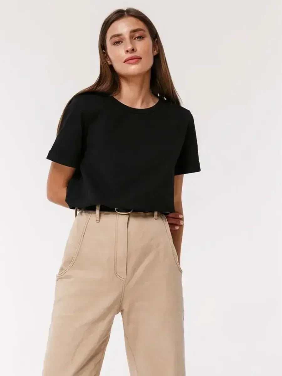 Morgan & Brooke | White Relaxed Fit Crew Neck 100% Cotton Tee