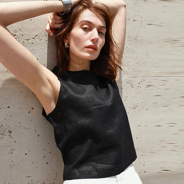 Morgan & Brooke | Reversible Cropped Linen Top