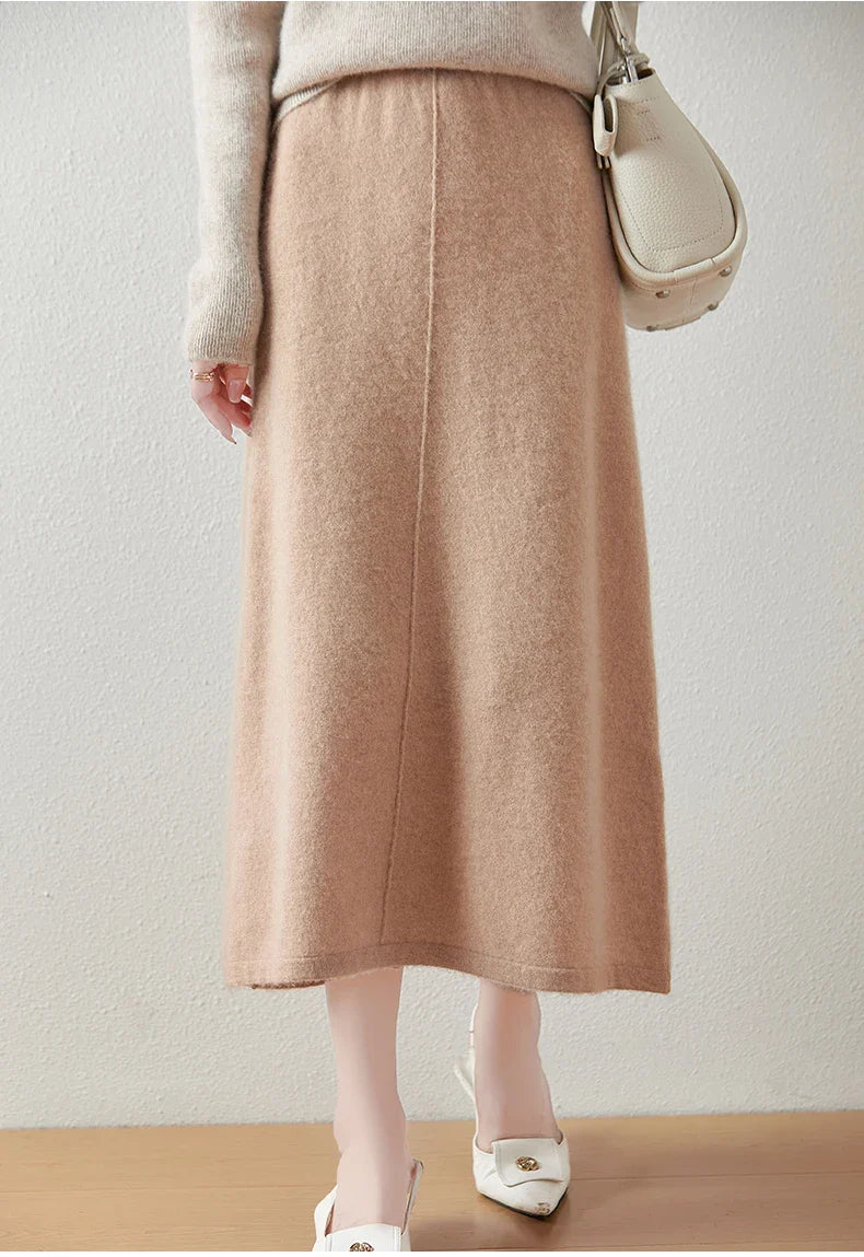 Morgan & Brooke | Charcoal High-Waist Pencil Wool Skirt