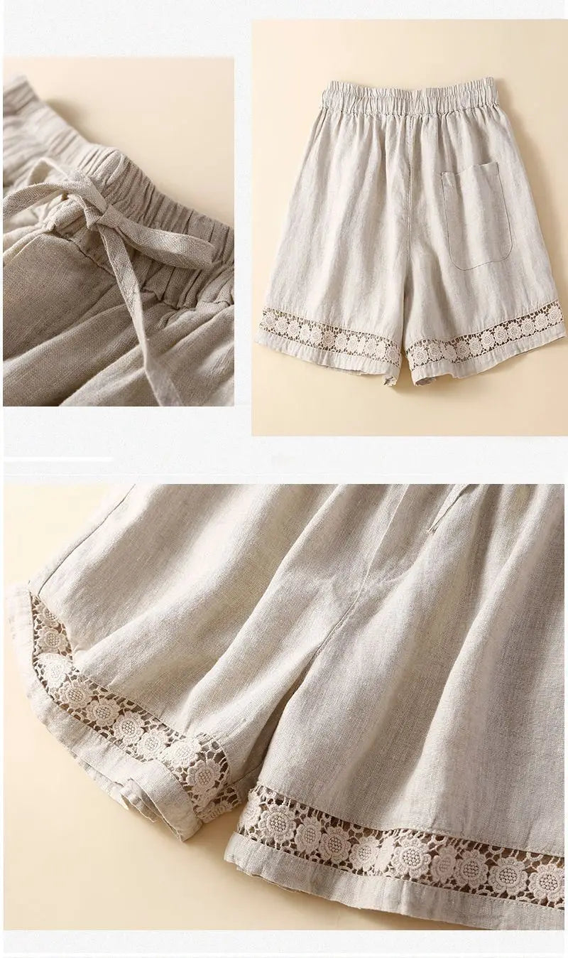 Morgan & Brooke | Embroidered Linen Shorts