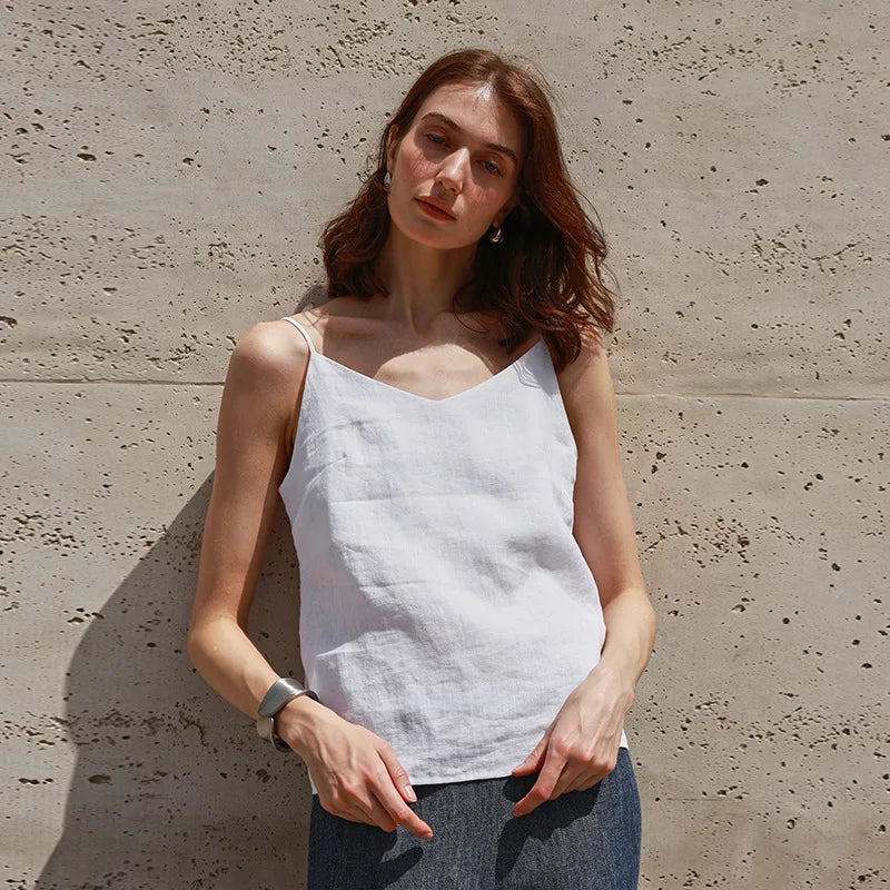 Morgan & Brooke | V-Neck Linen Camisole Top