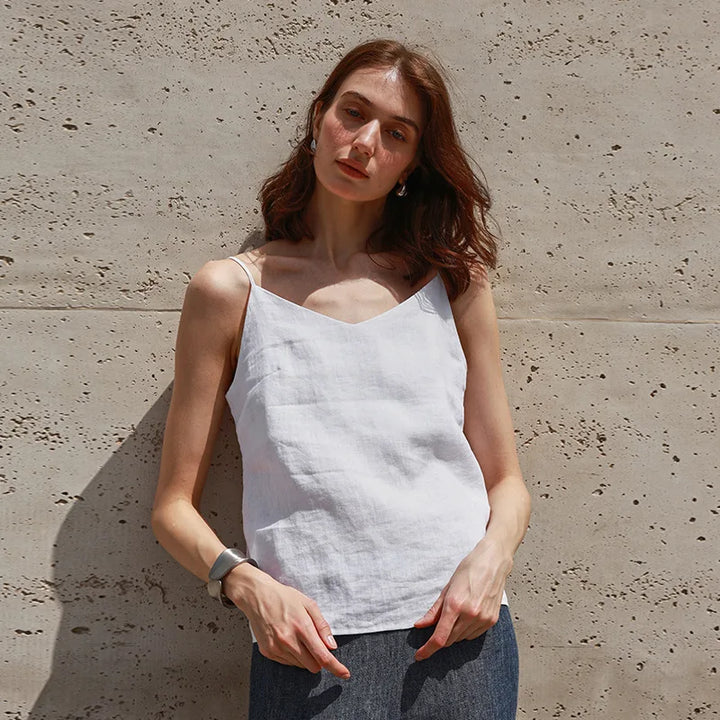 Morgan & Brooke | V-Neck Linen Camisole Top