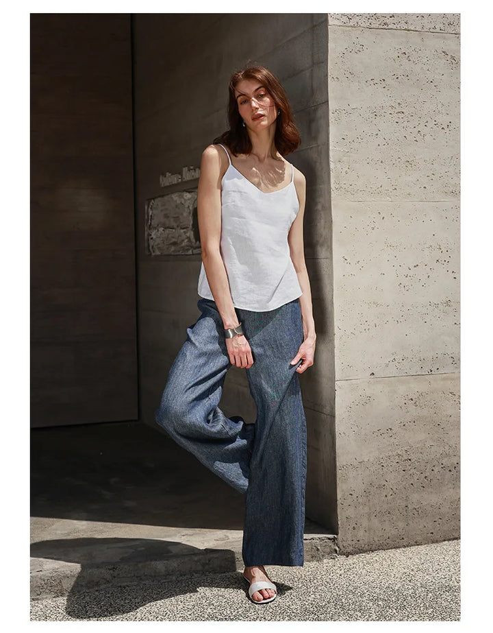 Morgan & Brooke | V-Neck Linen Camisole Top