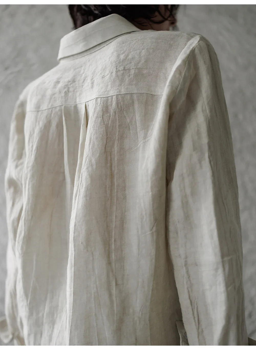 Morgan & Brooke | Natural Pleated Button-Up Linen Shirt