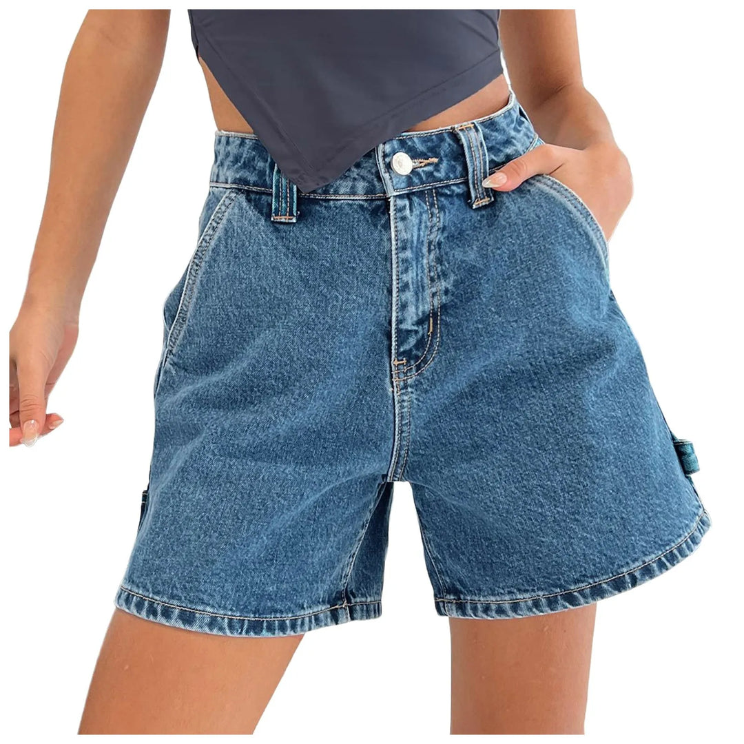 Morgan & Brooke | Indigo High-Waist Cotton Denim Shorts