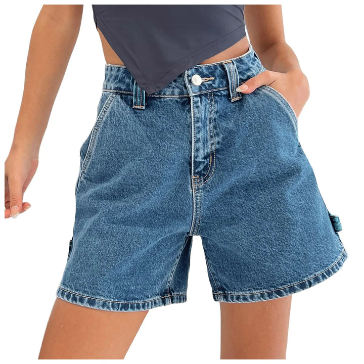 Morgan & Brooke | Indigo High-Waist Cotton Denim Shorts