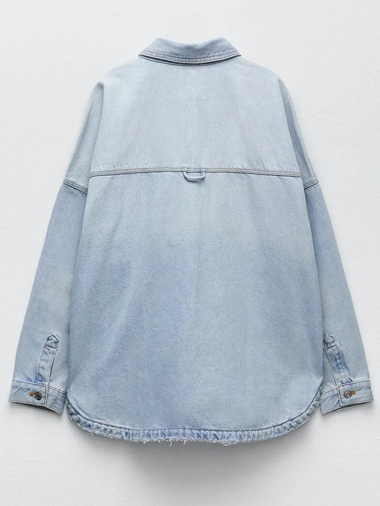 Morgan & Brooke | Light Wash Cropped Button-Up Denim Jacket