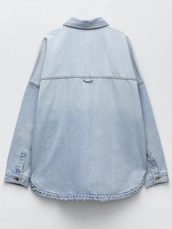 Morgan & Brooke | Light Wash Cropped Button-Up Denim Jacket