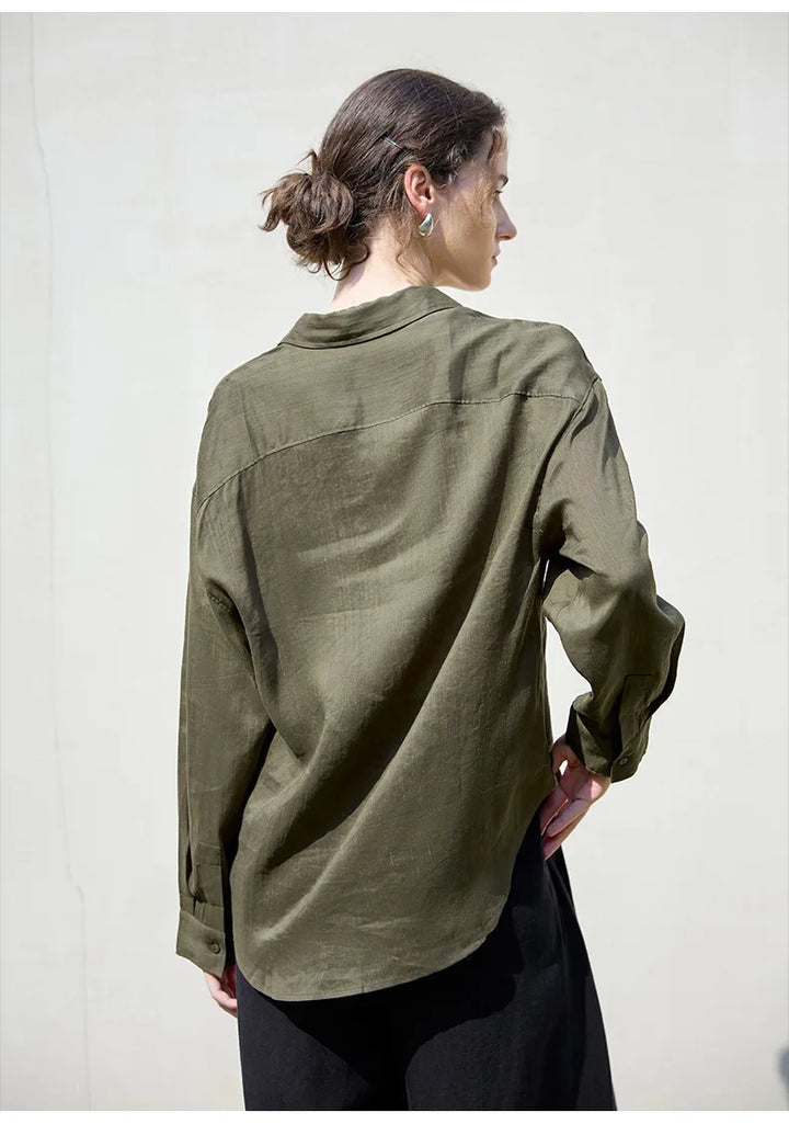 Morgan & Brooke | Natural Relaxed-Fit Button-Up Ramie Shirt