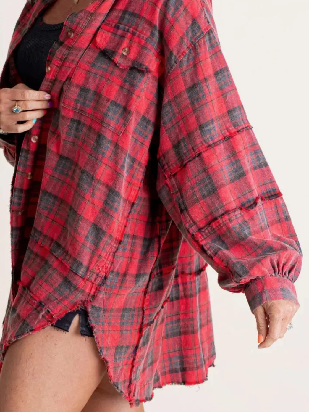 Morgan & Brooke | Green Plaid Button-Up Flannel Shirt