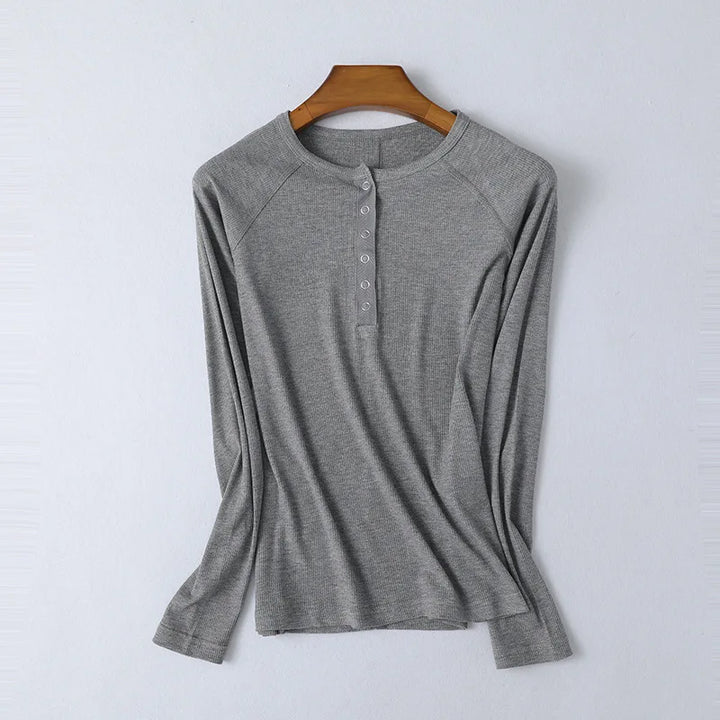 Morgan & Brooke | Pop-Button Front Relaxed-Fit Cotton Top