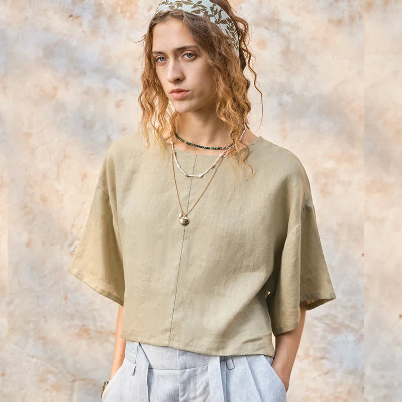 Morgan & Brooke | Flared Sleeve Linen Pullover