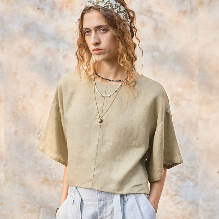 Morgan & Brooke | Flared Sleeve Linen Pullover
