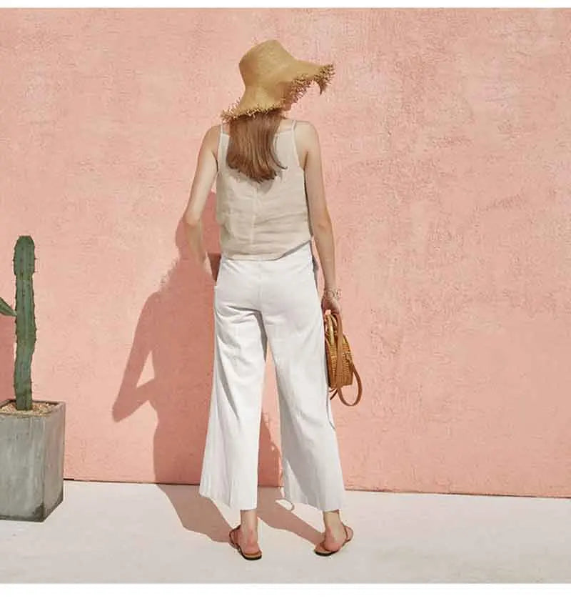 Morgan & Brooke | Satin-Strap Linen Cami