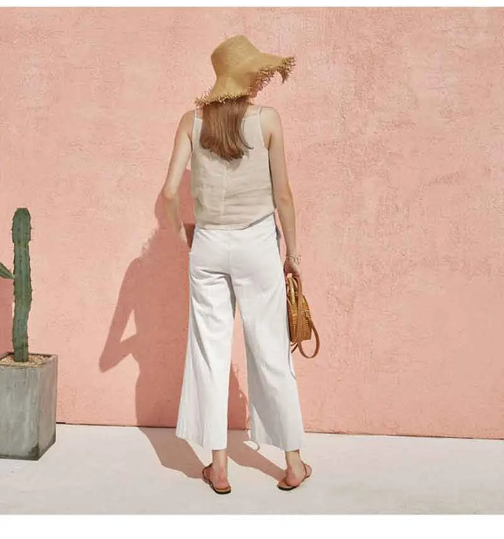 Morgan & Brooke | Satin-Strap Linen Cami