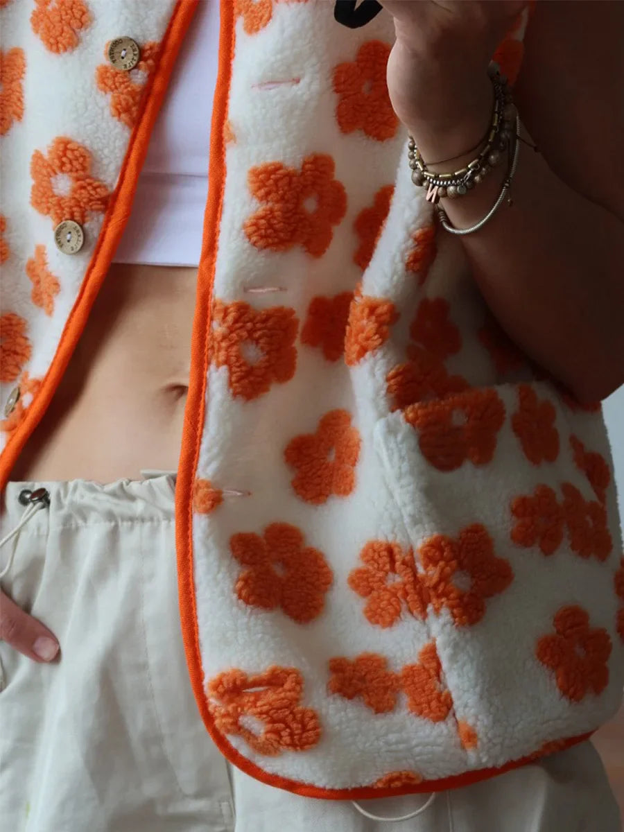 Morgan & Brooke | Floral Print Fleece Vest