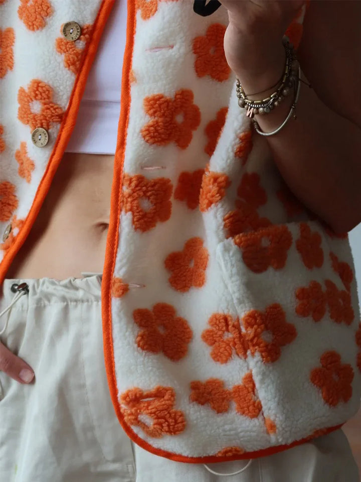 Morgan & Brooke | Floral Print Fleece Vest