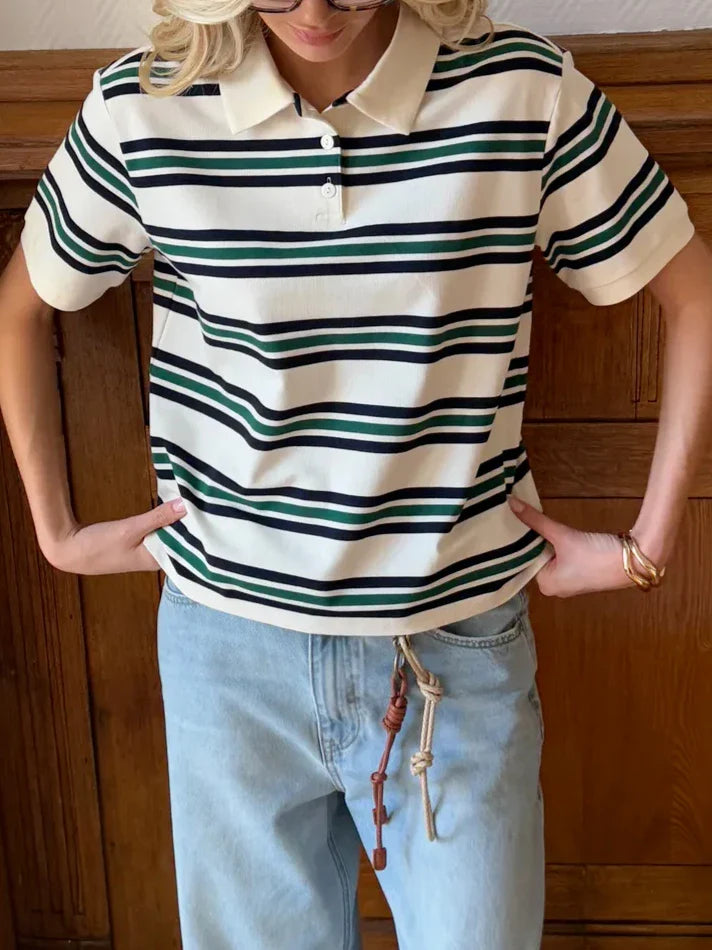 Morgan and Brooke | Stripe Polo Tee