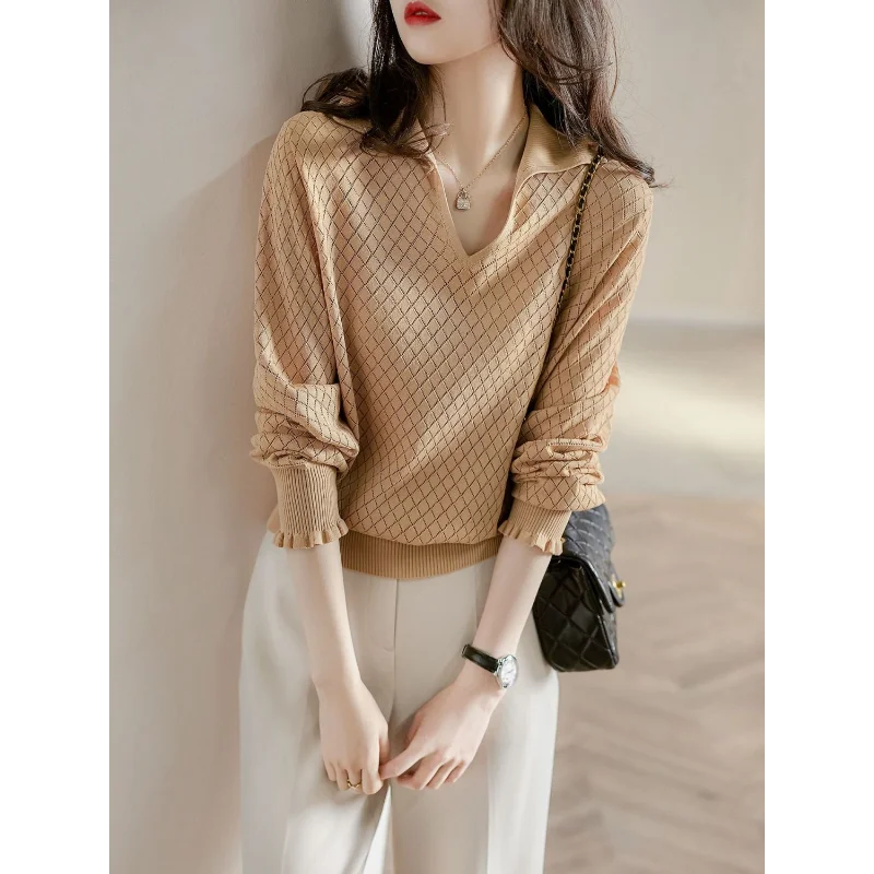 Morgan & Brooke | Ivory Diamond Pointelle Knit Top