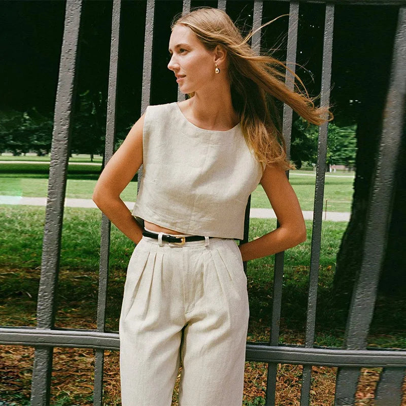 Morgan & Brooke | Cropped Linen Top