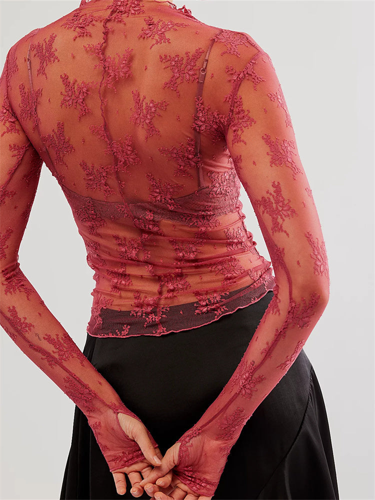 Morgan & Brooke | Black Sheer Lace Top