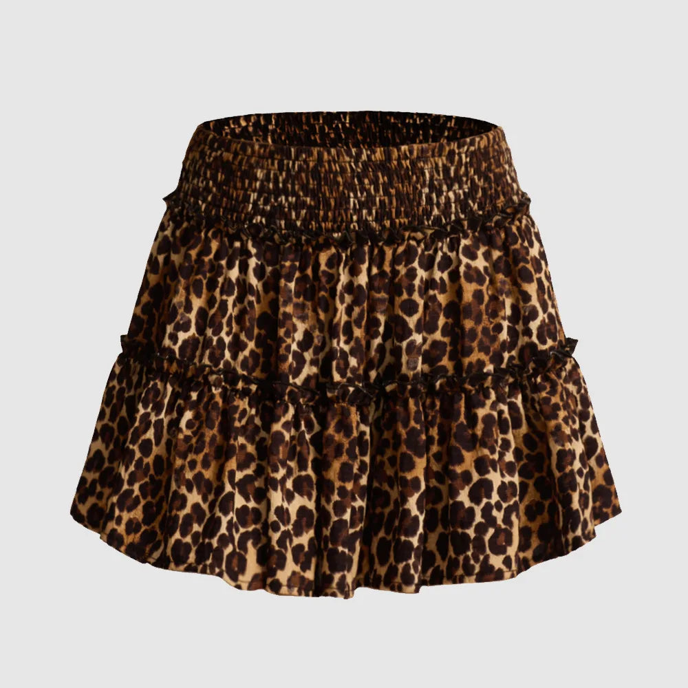 Morgan & Brooke | Leopard Print Tiered Ruffle Skirt