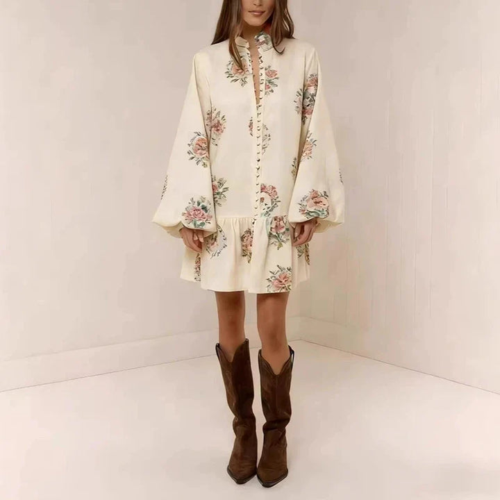 Morgan & Brooke | Multicolor Floral Print Button-Up Cotton-Blend Dress