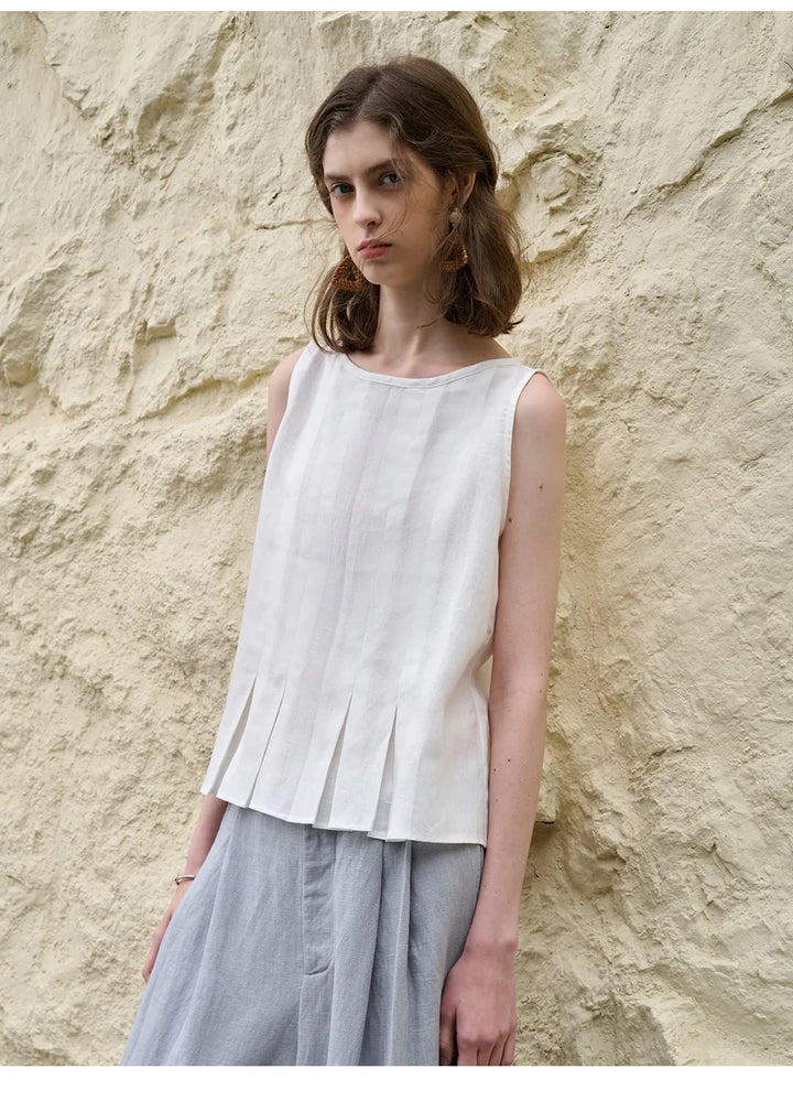 Morgan & Brooke | Pleated Hem Linen Top