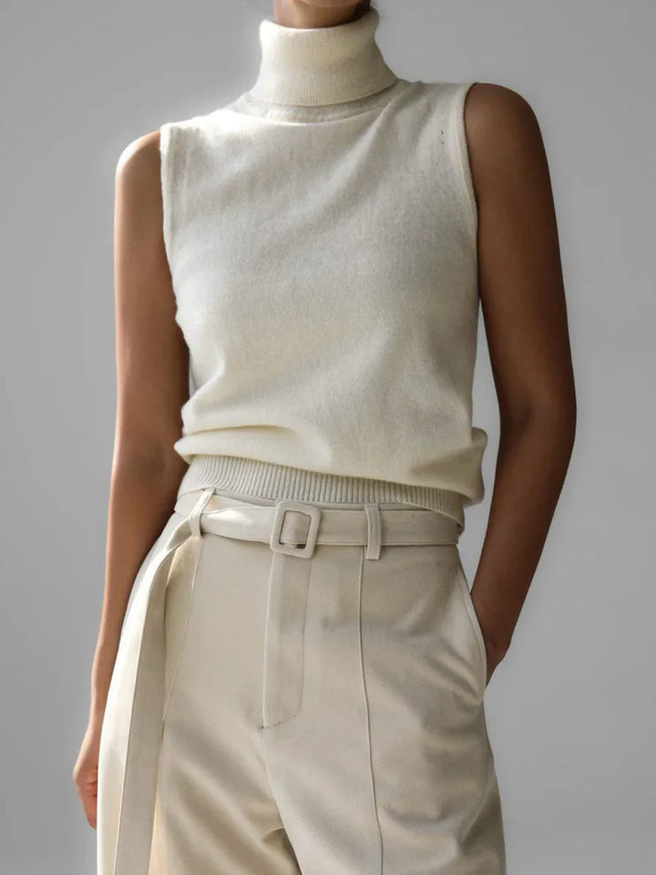 Morgan & Brooke | High-Neck Ribbed Knit Vest