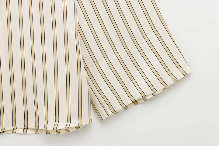 Morgan & Brooke | Blue Striped Button-Up Cotton Blouse