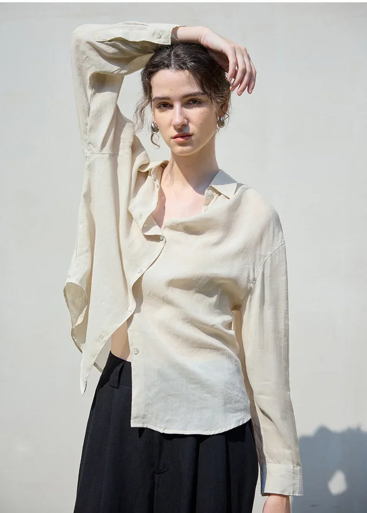 Morgan & Brooke | Natural Relaxed-Fit Button-Up Ramie Shirt