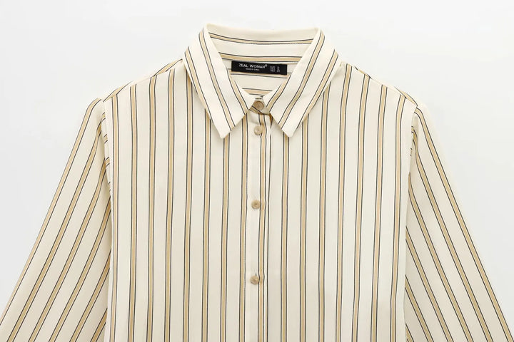 Morgan and Brooke | Striped Button-Up Blouse