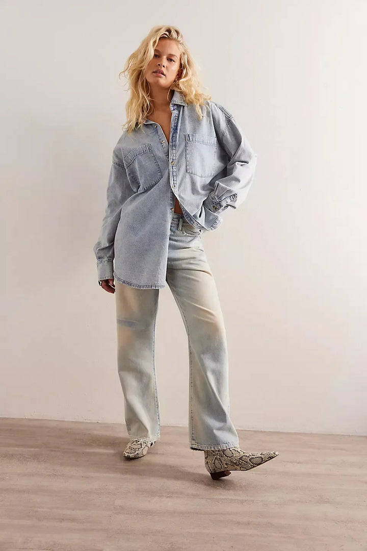 Morgan & Brooke | Light Blue Washed Boxy Denim Overshirt