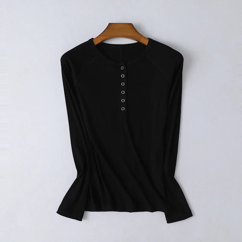 Morgan & Brooke | Pop-Button Front Relaxed-Fit Cotton Top