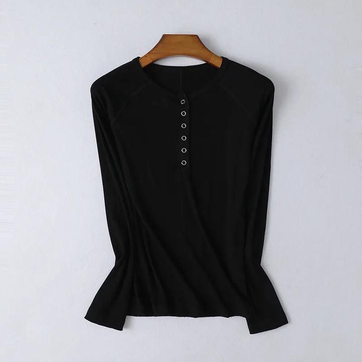 Morgan & Brooke | Pop-Button Front Relaxed-Fit Cotton Top