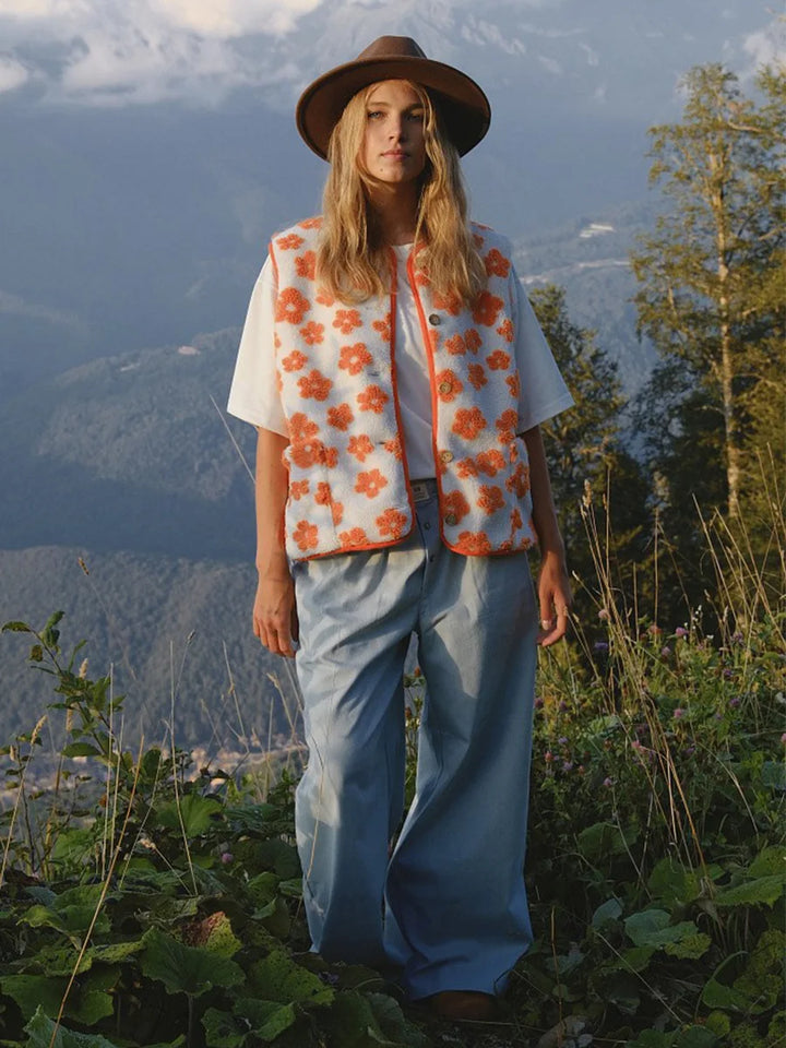 Morgan & Brooke | Floral Print Fleece Vest