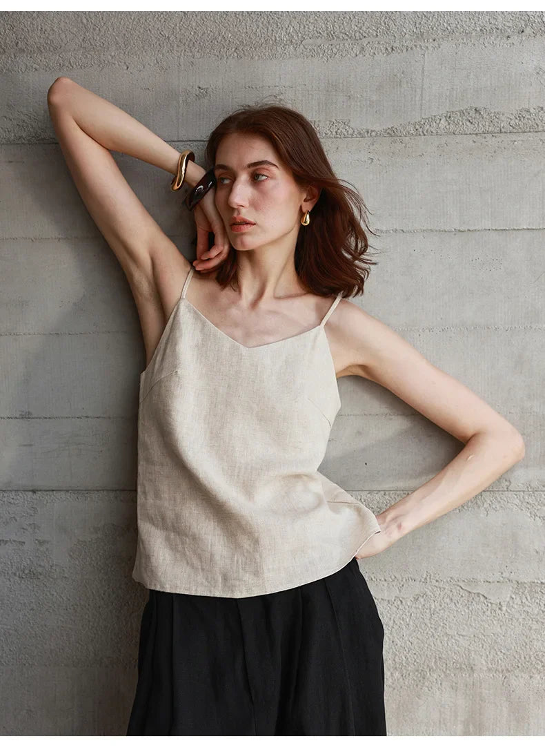 Morgan & Brooke | V-Neck Linen Camisole Top