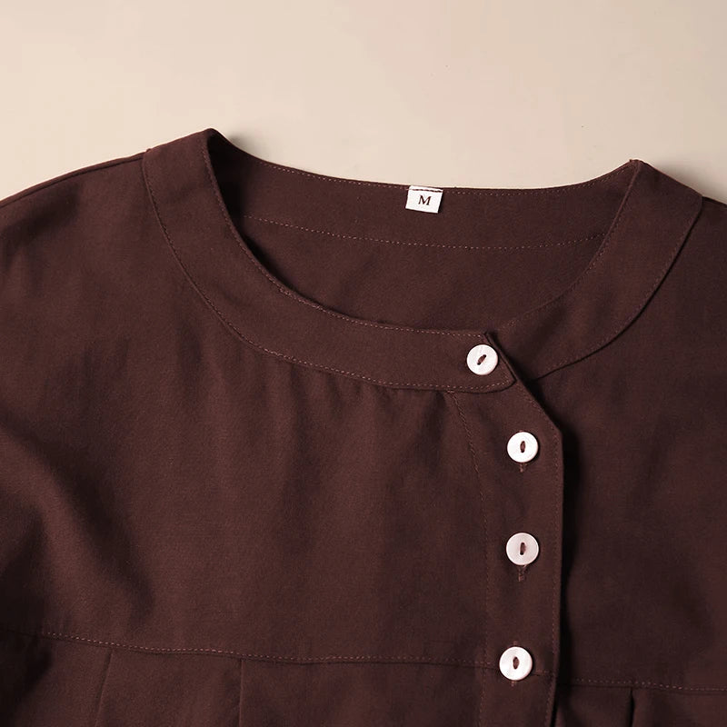 Morgan & Brooke | Gathered Lantern-Sleeve Relaxed-Fit Cotton Blouse