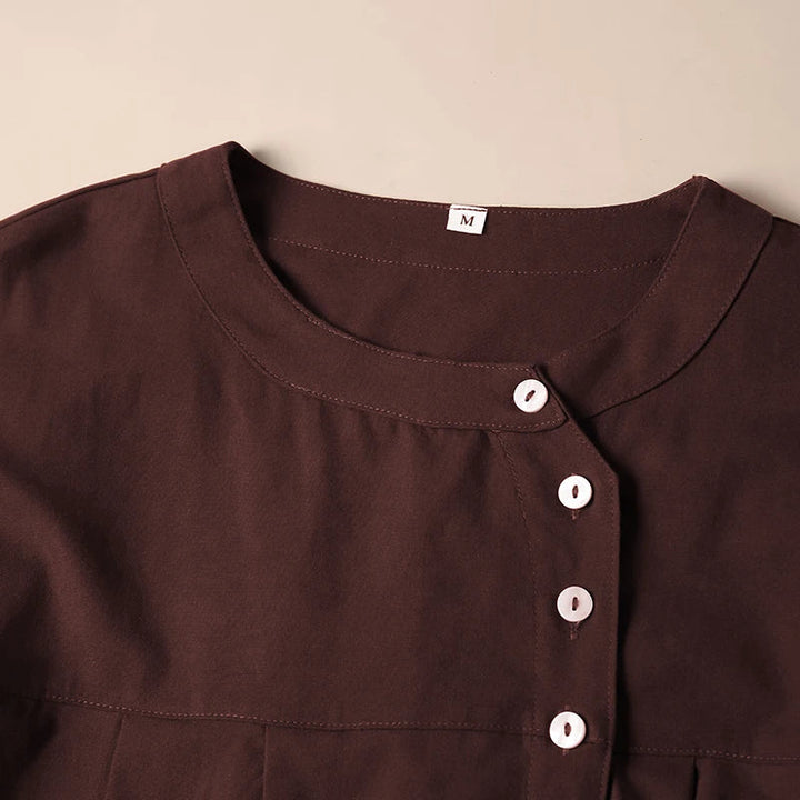 Morgan & Brooke | Gathered Lantern-Sleeve Relaxed-Fit Cotton Blouse