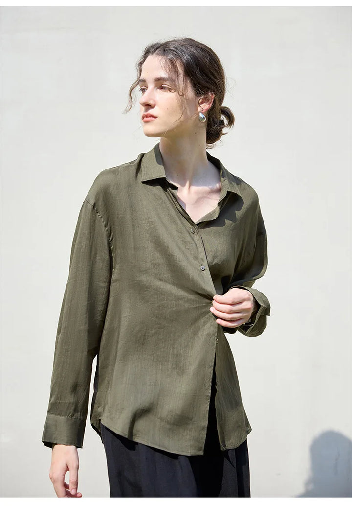 Morgan & Brooke | Natural Relaxed-Fit Button-Up Ramie Shirt