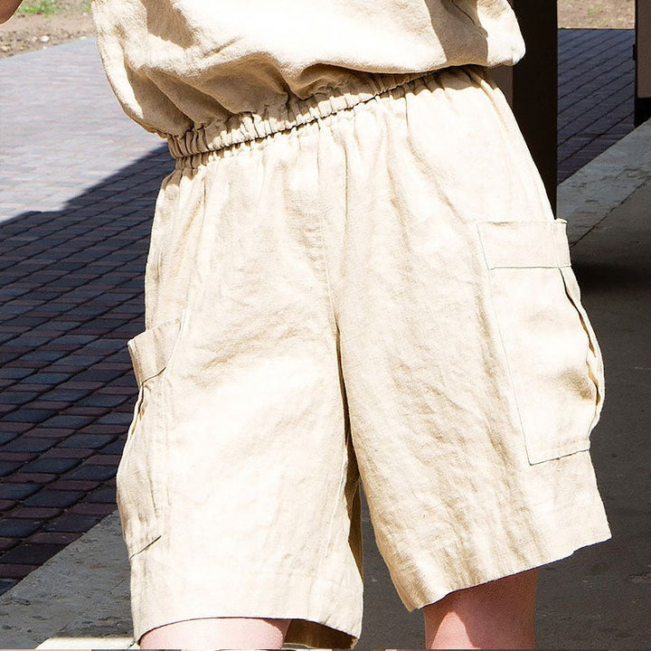 Morgan & Brooke | Relaxed-Fit Cargo Linen Shorts