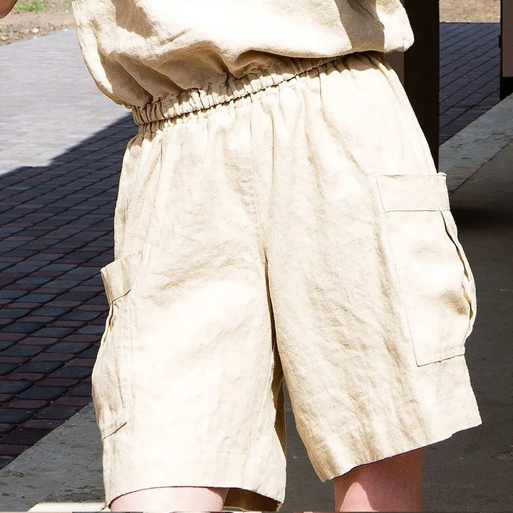 Morgan & Brooke | Relaxed-Fit Cargo Linen Shorts