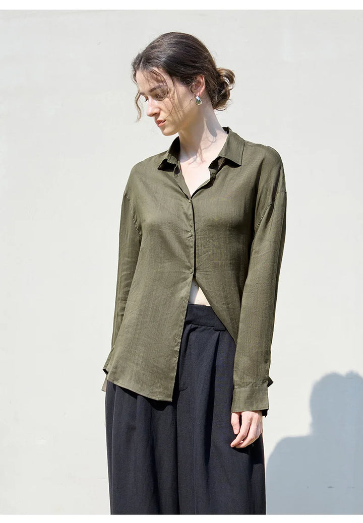Morgan & Brooke | Natural Relaxed-Fit Button-Up Ramie Shirt