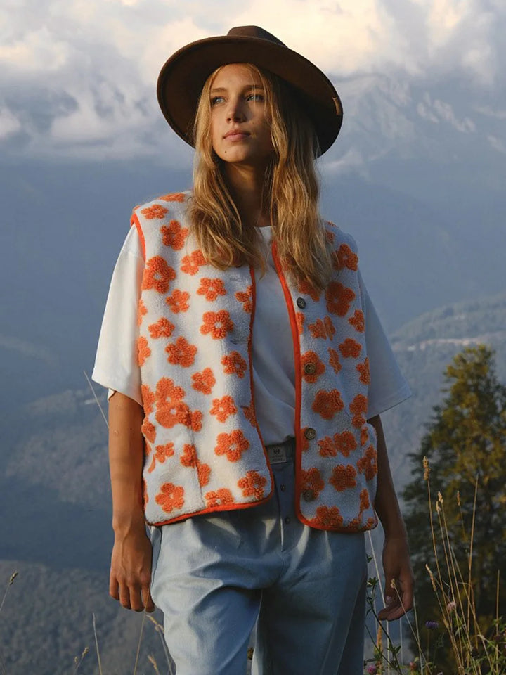 Morgan & Brooke | Floral Print Fleece Vest