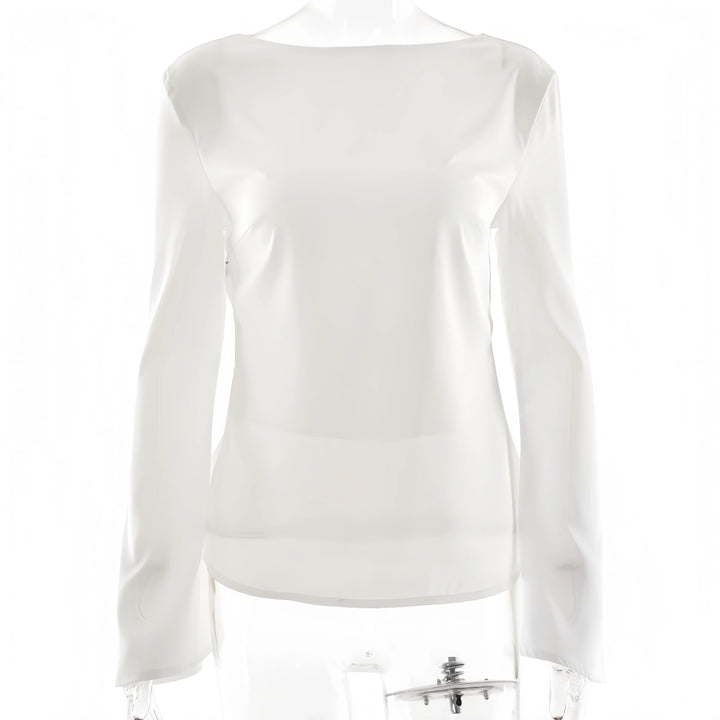 Morgan & Brooke | Long Sleeve Bell Cuff Satin Top