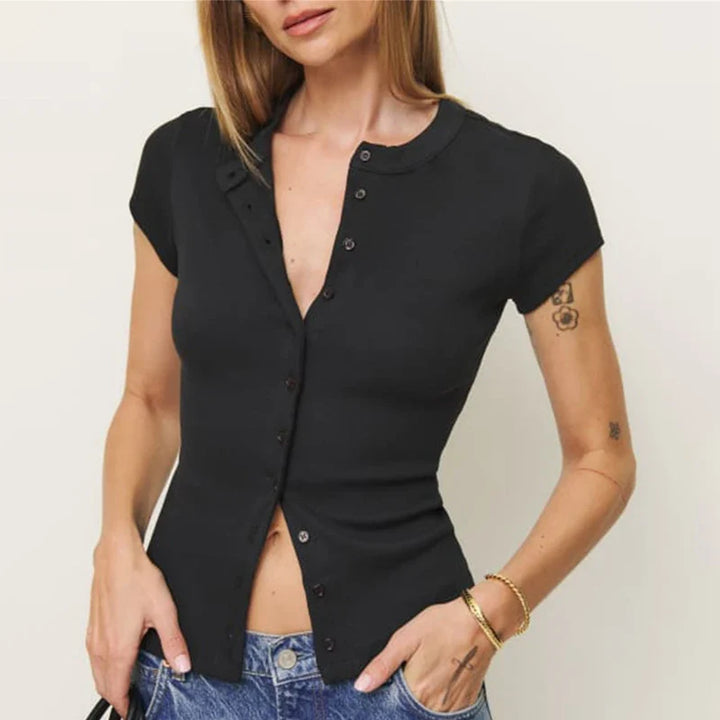 Morgan & Brooke | Snap-Front Knit Top