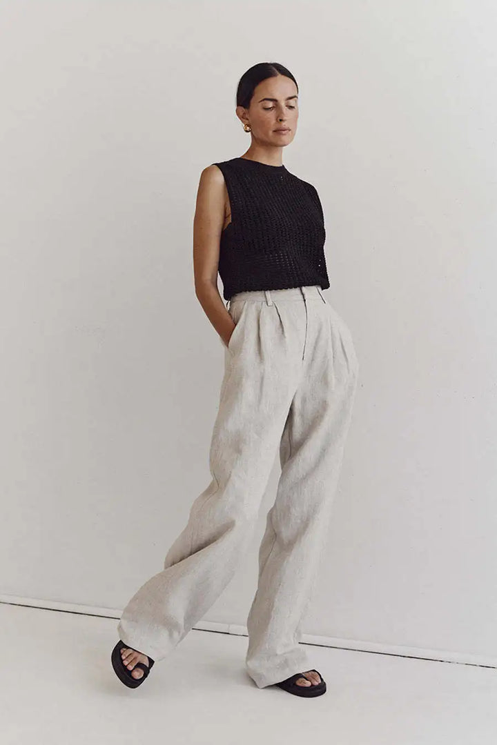 Morgan & Brooke | Hollow-Knit Cotton Tank